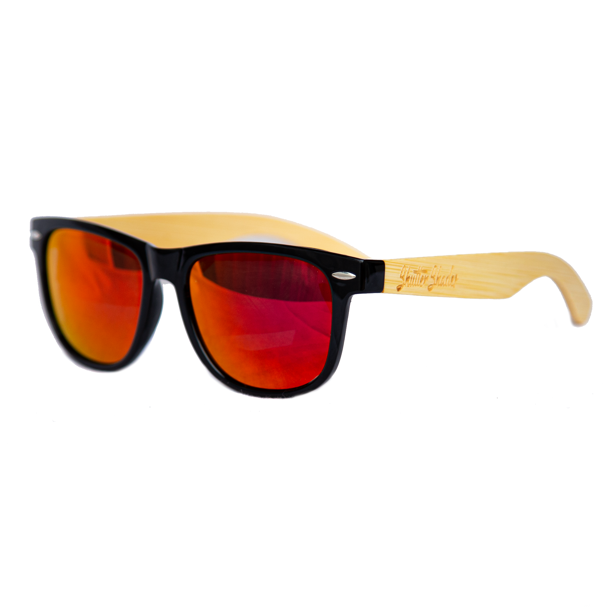 shuttergang shutter shades bamboo polarized fire red gold yellow